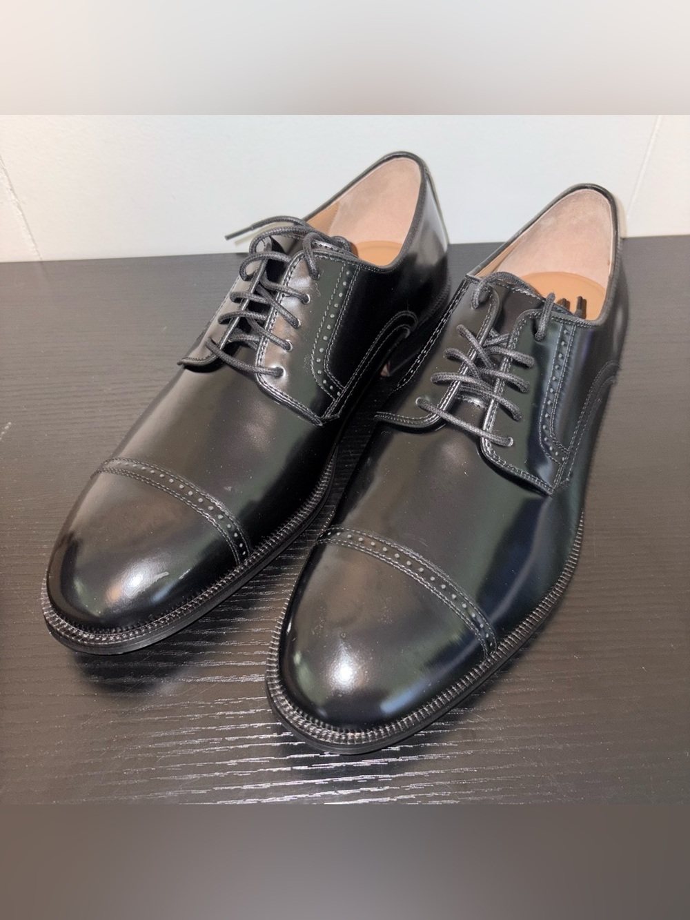Johnston & Murphy Bradford Black Leather Cap Toe Oxfords Size 9 D NIB